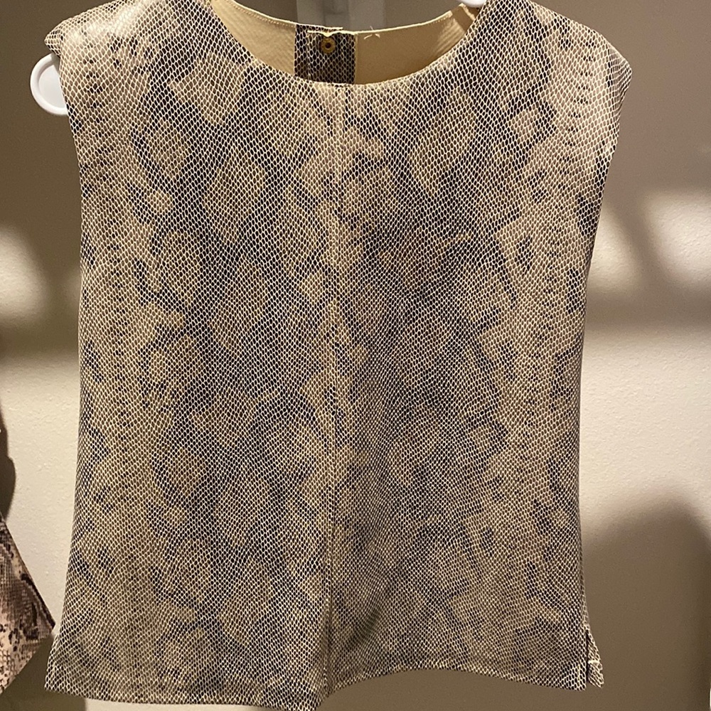 Zara animal print leather blouse